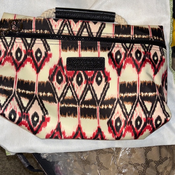 Authentic Long Champ Patterned Women's Bag with Black and Red Accents - Picture 1 of 4